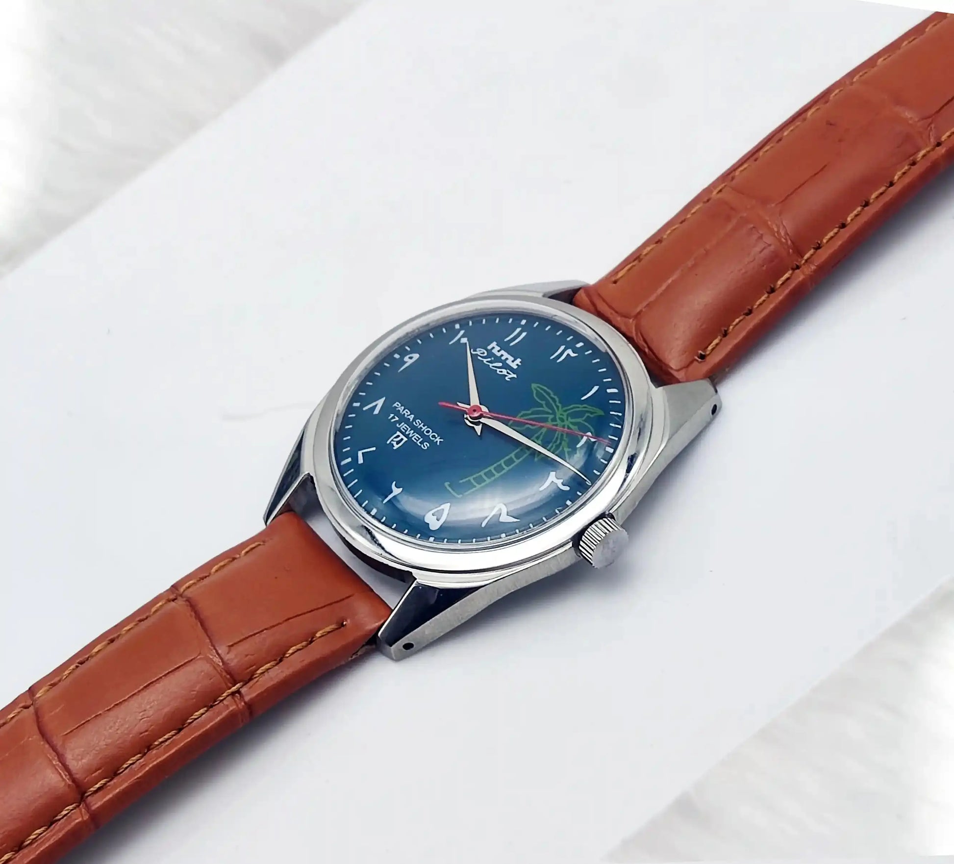 HMT Pilot Para Shock 17 Jewels Dark Green Dial Handwinding Discover-Diamonds Physical