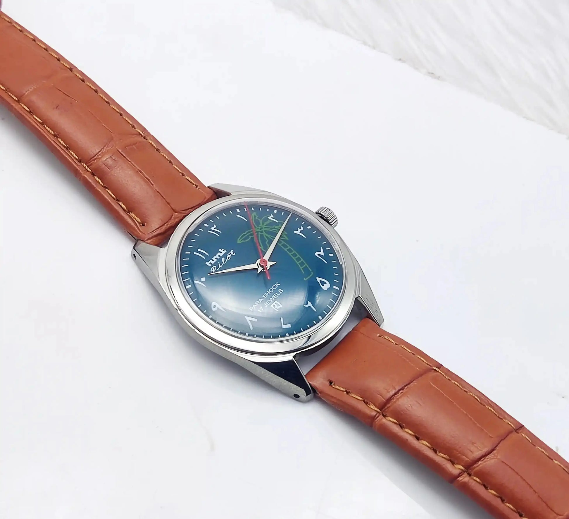 HMT Pilot Para Shock 17 Jewels Dark Green Dial Handwinding Discover-Diamonds Physical