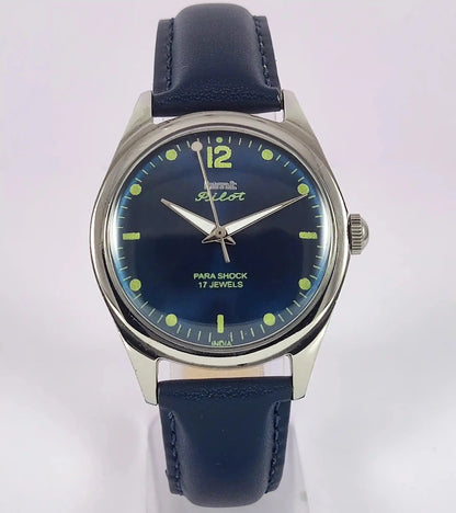 HMT Pilot Para Shock 17 Jewels Deep Blue Dial Handwinding Watch Discover-Diamonds