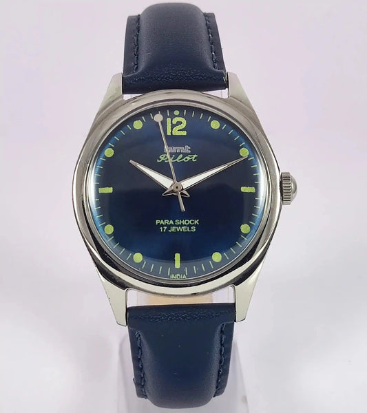 HMT Pilot Para Shock 17 Jewels Deep Blue Dial Handwinding Watch Discover-Diamonds
