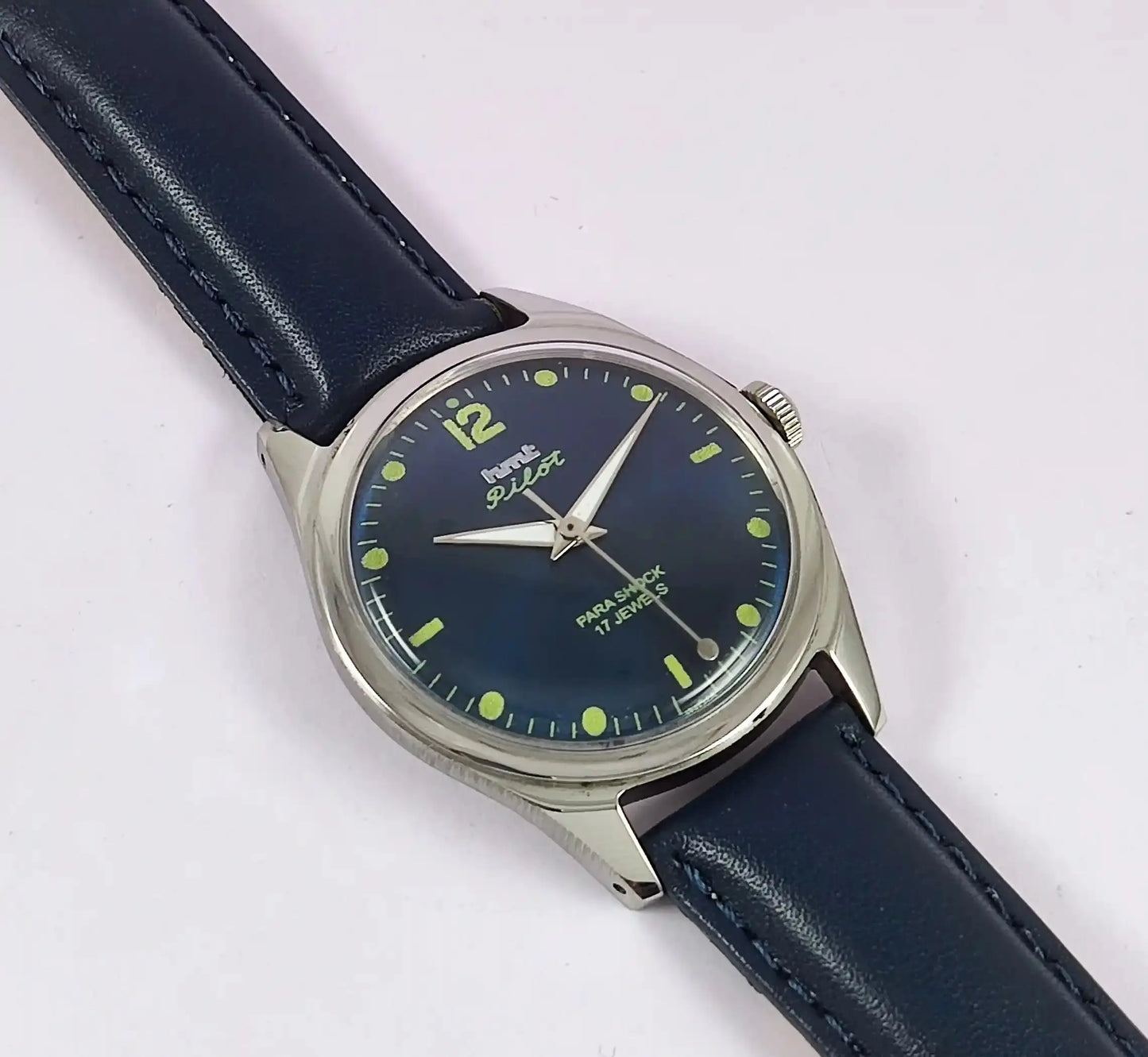 HMT Pilot Para Shock 17 Jewels Deep Blue Dial Handwinding Watch Discover-Diamonds
