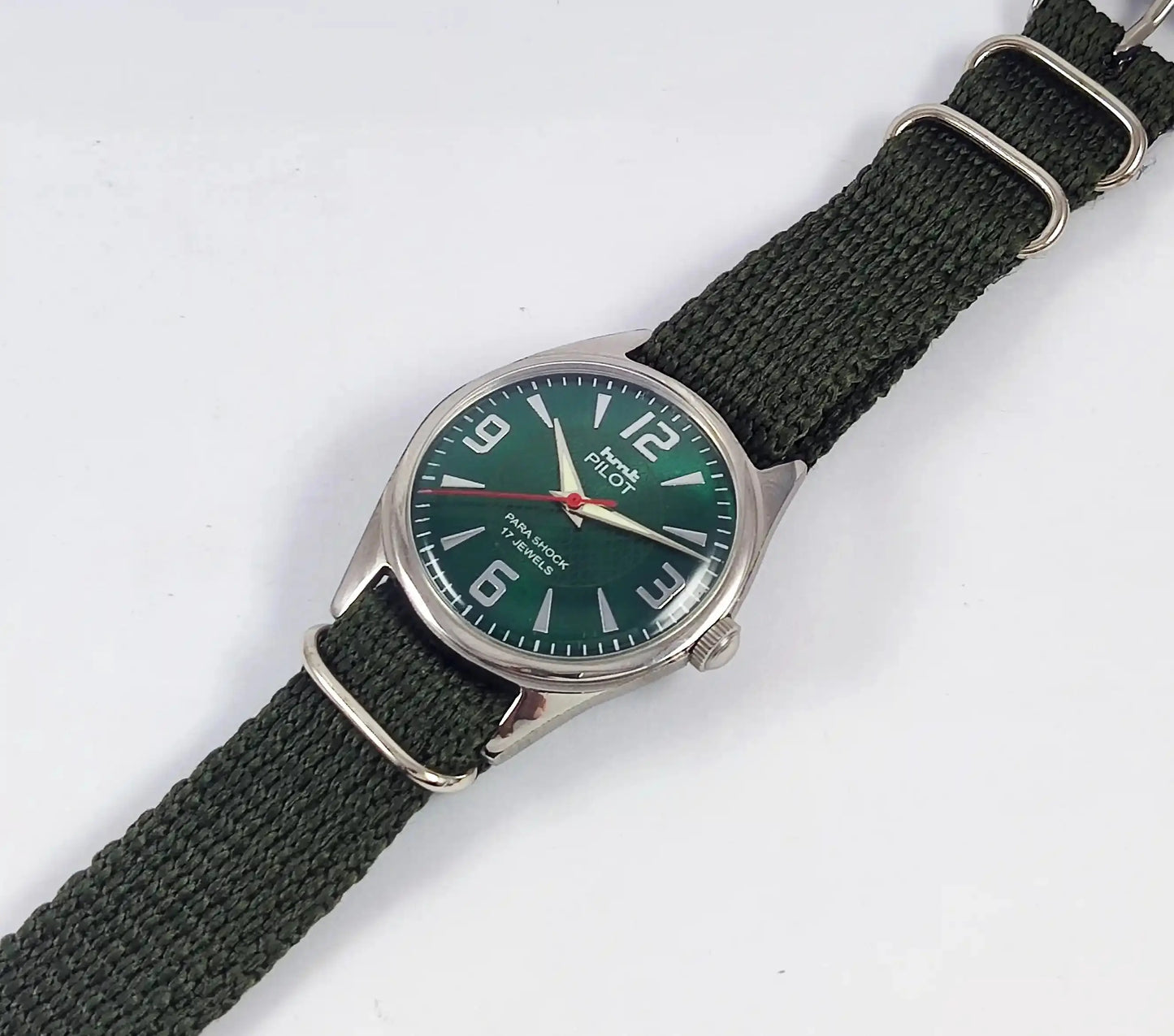 HMT Pilot Para Shock 17 Jewels Green Dial Mechanical Handwinding 0231 Discover-Diamonds Physical