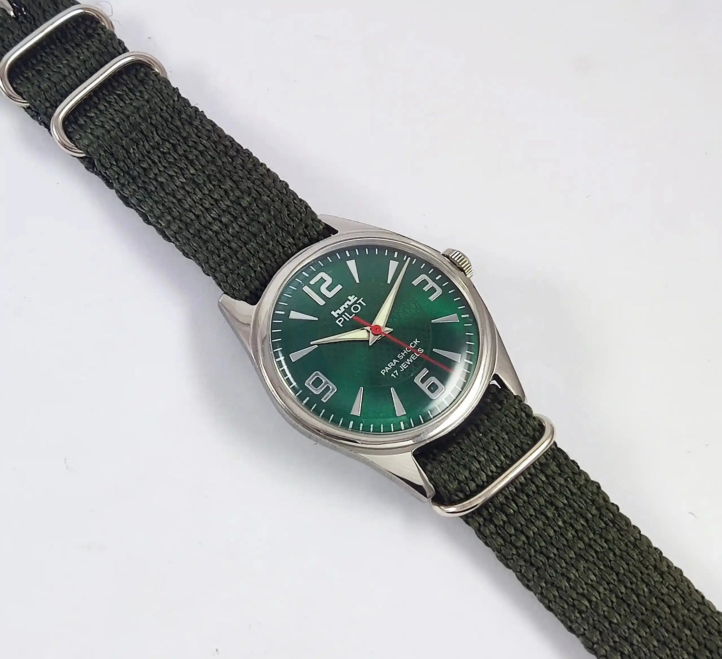 HMT Pilot Para Shock 17 Jewels Green Dial Mechanical Handwinding 0231 Discover-Diamonds Physical
