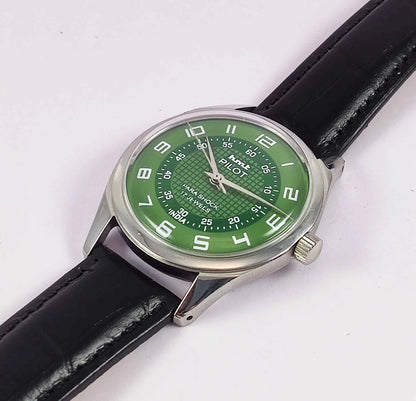 HMT Pilot Para Shock 17 Jewels Green Dial Mechanical Handwinding Men's Watch 0231 Discover-Diamonds