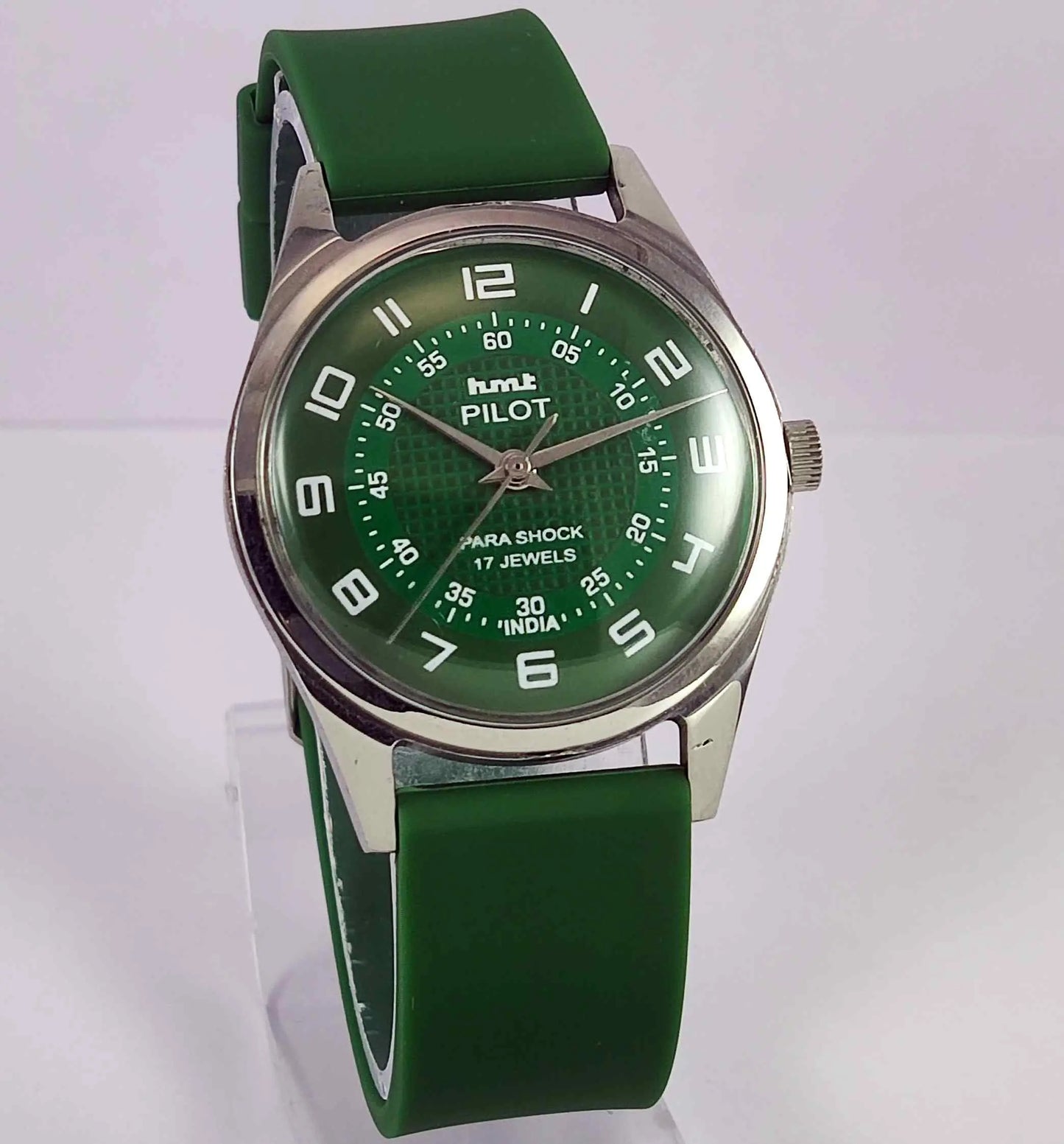 HMT Pilot Para Shock 17 Jewels Green Dial Mechanical Handwinding Men's Watch 0231 Discover-Diamonds
