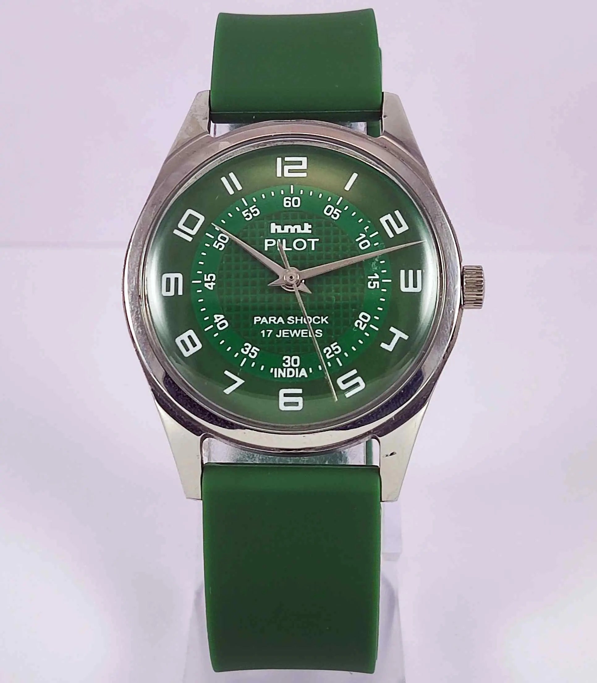 HMT Pilot Para Shock 17 Jewels Green Dial Mechanical Handwinding Men's Watch 0231 Discover-Diamonds