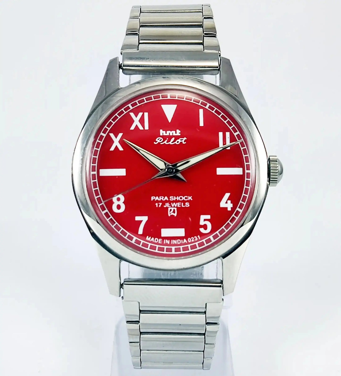 HMT Pilot Para Shock 17 Jewels Red Dial Handwinding Discover-Diamonds Physical