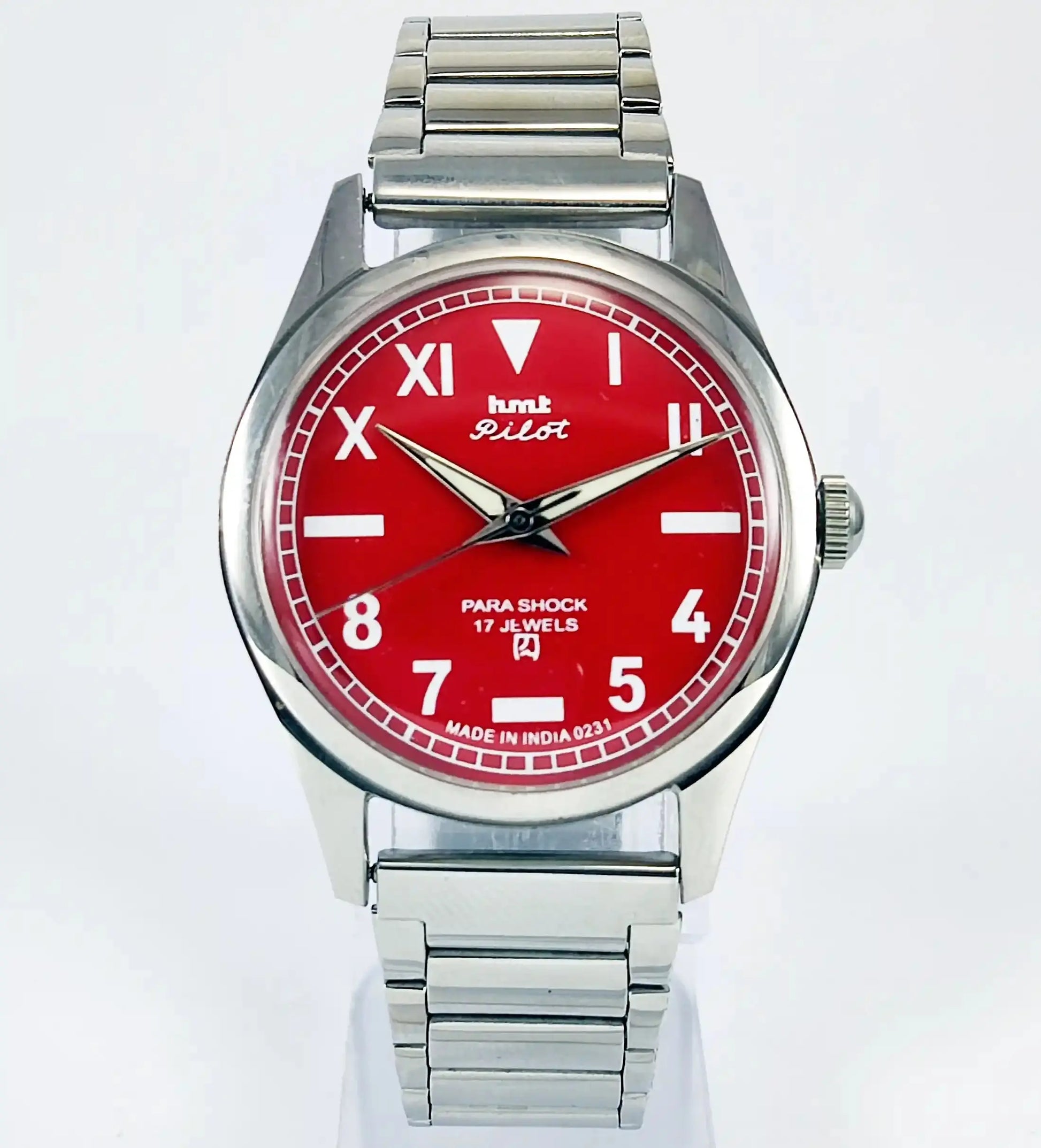 HMT Pilot Para Shock 17 Jewels Red Dial Handwinding Discover-Diamonds Physical