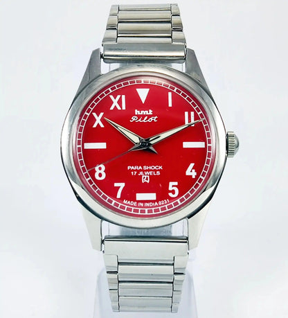 HMT Pilot Para Shock 17 Jewels Red Dial Handwinding Discover-Diamonds Physical