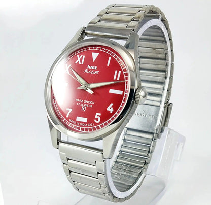 HMT Pilot Para Shock 17 Jewels Red Dial Handwinding Discover-Diamonds Physical