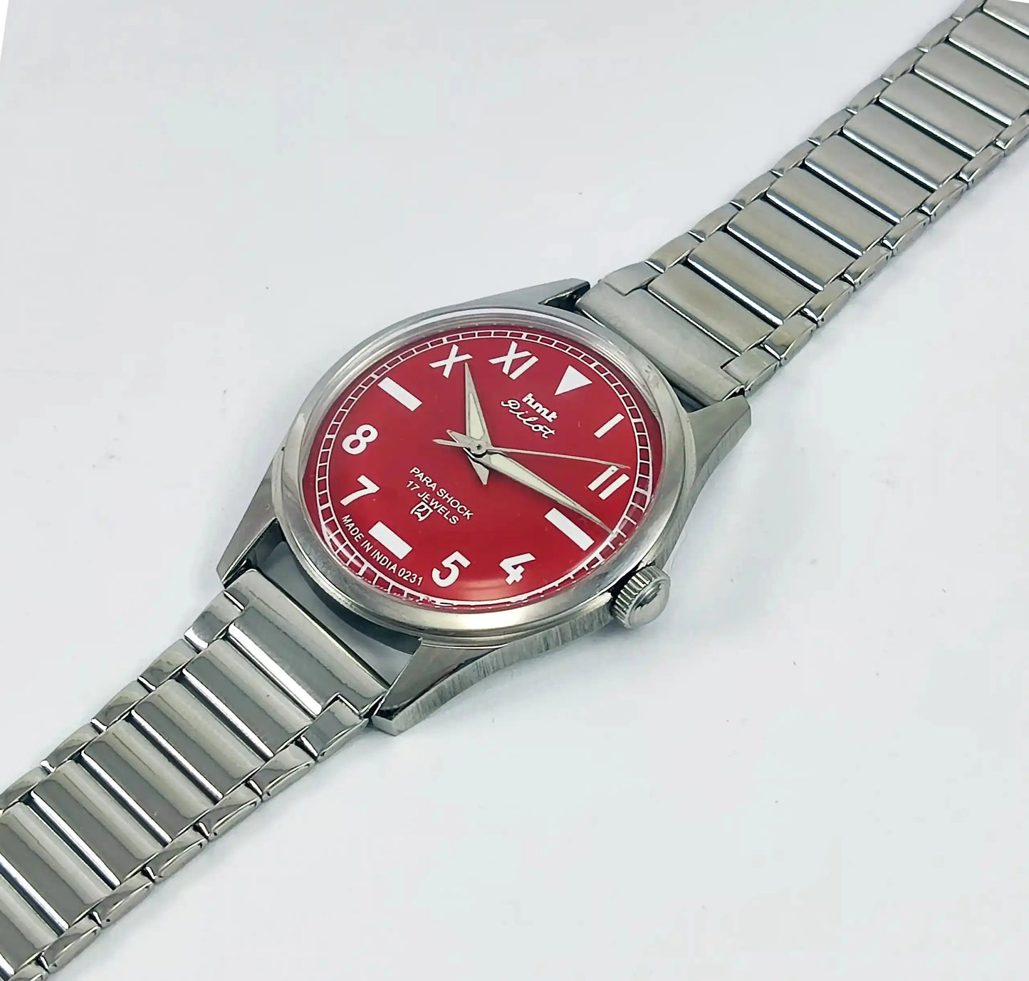 HMT Pilot Para Shock 17 Jewels Red Dial Handwinding Discover-Diamonds Physical