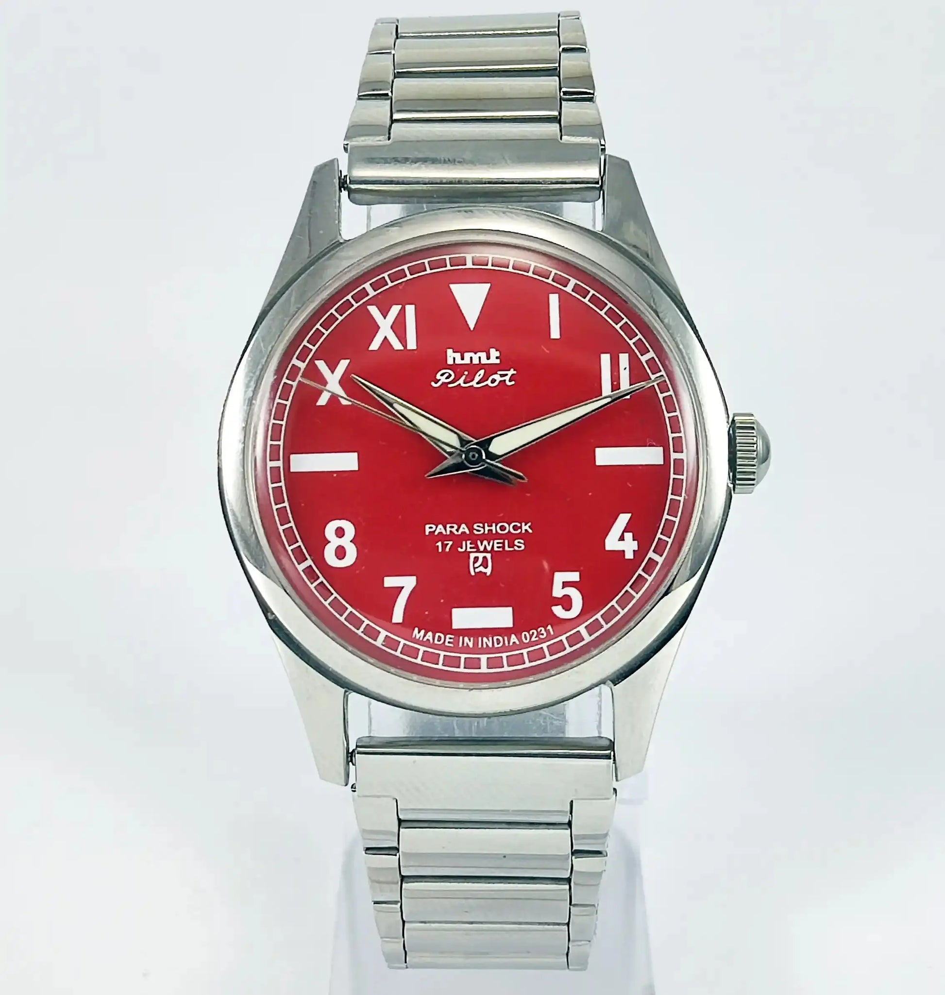 HMT Pilot Para Shock 17 Jewels Red Dial Handwinding Discover-Diamonds Physical