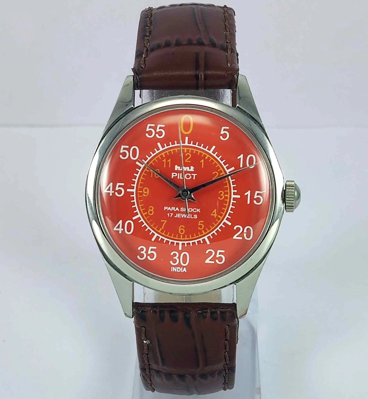 HMT Pilot Para Shock 17 Jewels Red Numerials Dial Mechanical Hand winding Men's Watch Discover-Diamonds