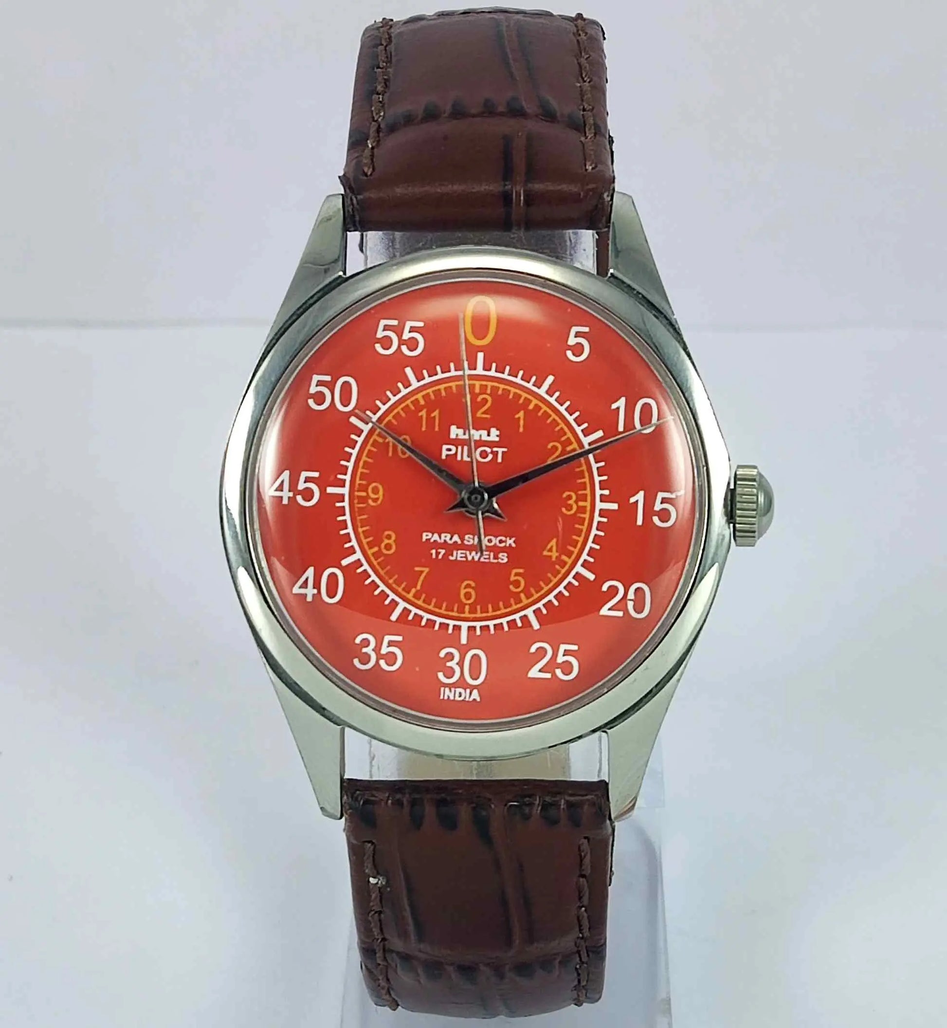 HMT Pilot Para Shock 17 Jewels Red Numerials Dial Mechanical Hand winding Men's Watch Discover-Diamonds