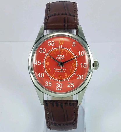 HMT Pilot Para Shock 17 Jewels Red Numerials Dial Mechanical Hand winding Men's Watch Discover-Diamonds