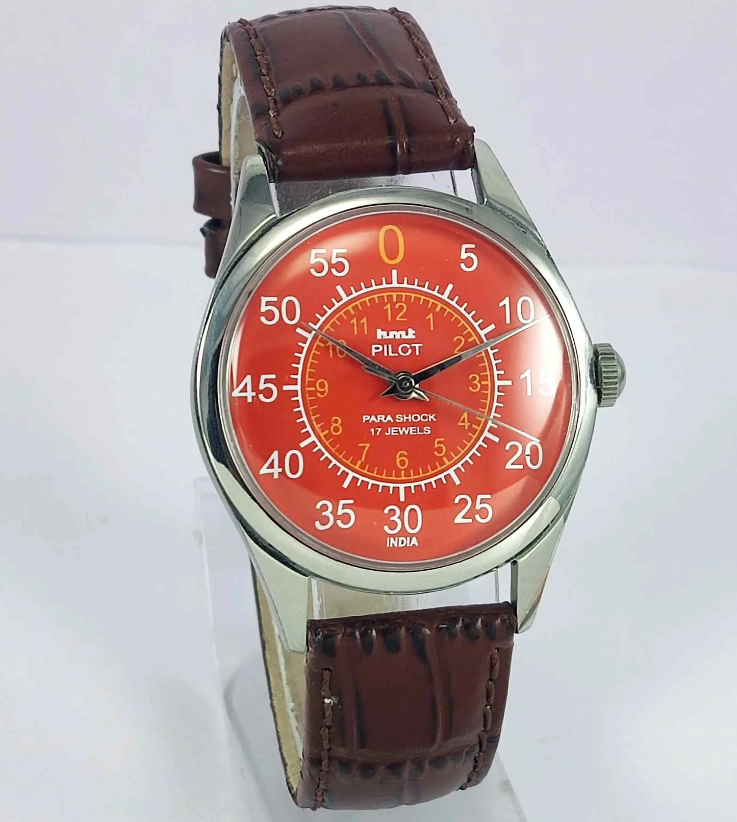 HMT Pilot Para Shock 17 Jewels Red Numerials Dial Mechanical Hand winding Men's Watch Discover-Diamonds