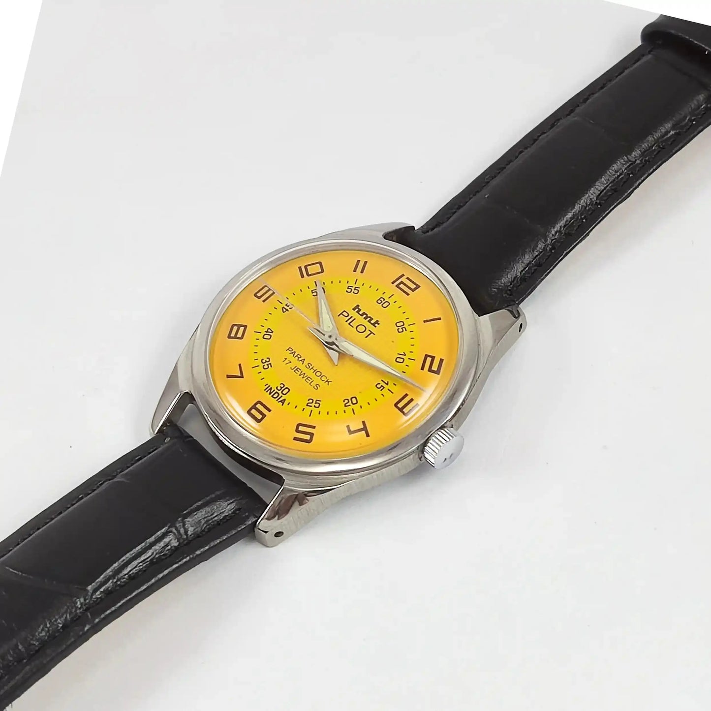HMT Pilot Para Shock 17 Jewels Sun Yellow Dial Handwinding Discover-Diamonds Physical
