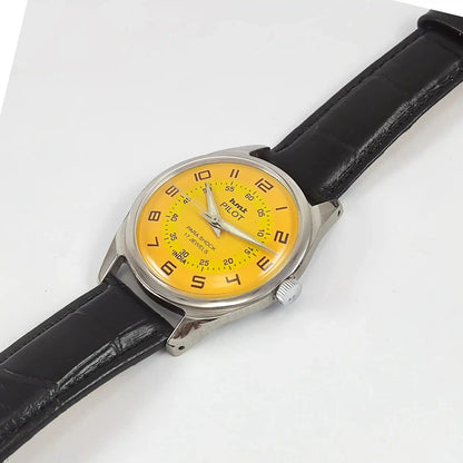 HMT Pilot Para Shock 17 Jewels Sun Yellow Dial Handwinding Discover-Diamonds Physical
