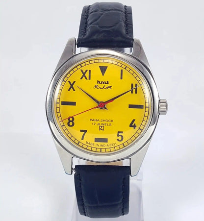 HMT Pilot Para Shock 17 Jewels Sun Yellow Dial Handwinding Discover-Diamonds Physical