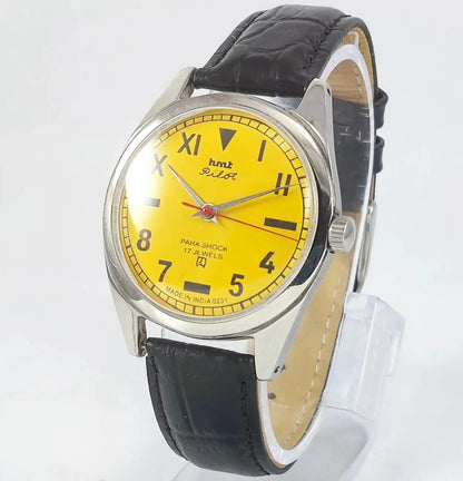 HMT Pilot Para Shock 17 Jewels Sun Yellow Dial Handwinding Discover-Diamonds Physical