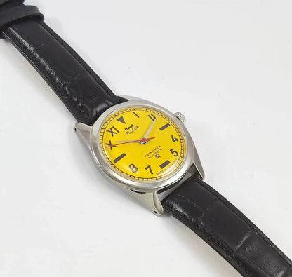 HMT Pilot Para Shock 17 Jewels Sun Yellow Dial Handwinding Discover-Diamonds Physical