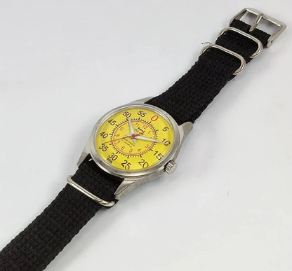HMT Pilot Para Shock 17 Jewels Sun Yellow Dial Handwinding Transparent Back Discover-Diamonds Physical