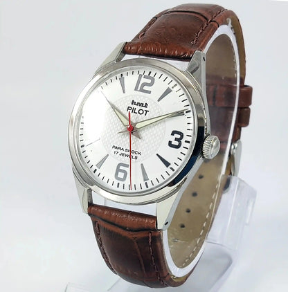 HMT Pilot Para Shock 17 Jewels White Dial Handwinding Discover-Diamonds Physical