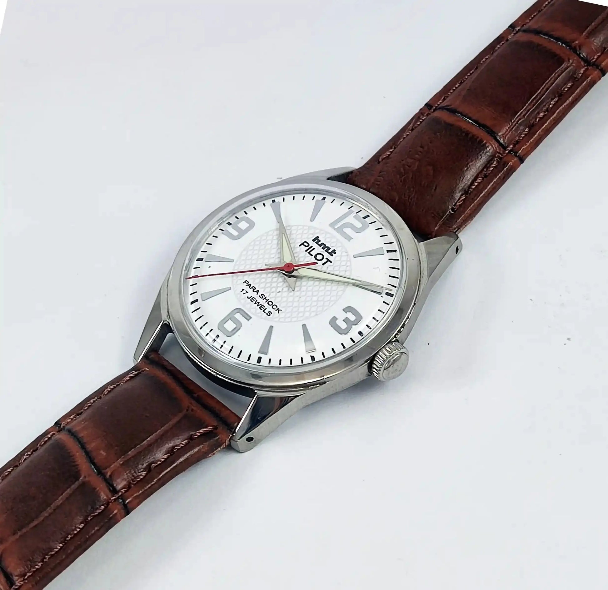 HMT Pilot Para Shock 17 Jewels White Dial Handwinding Discover-Diamonds Physical