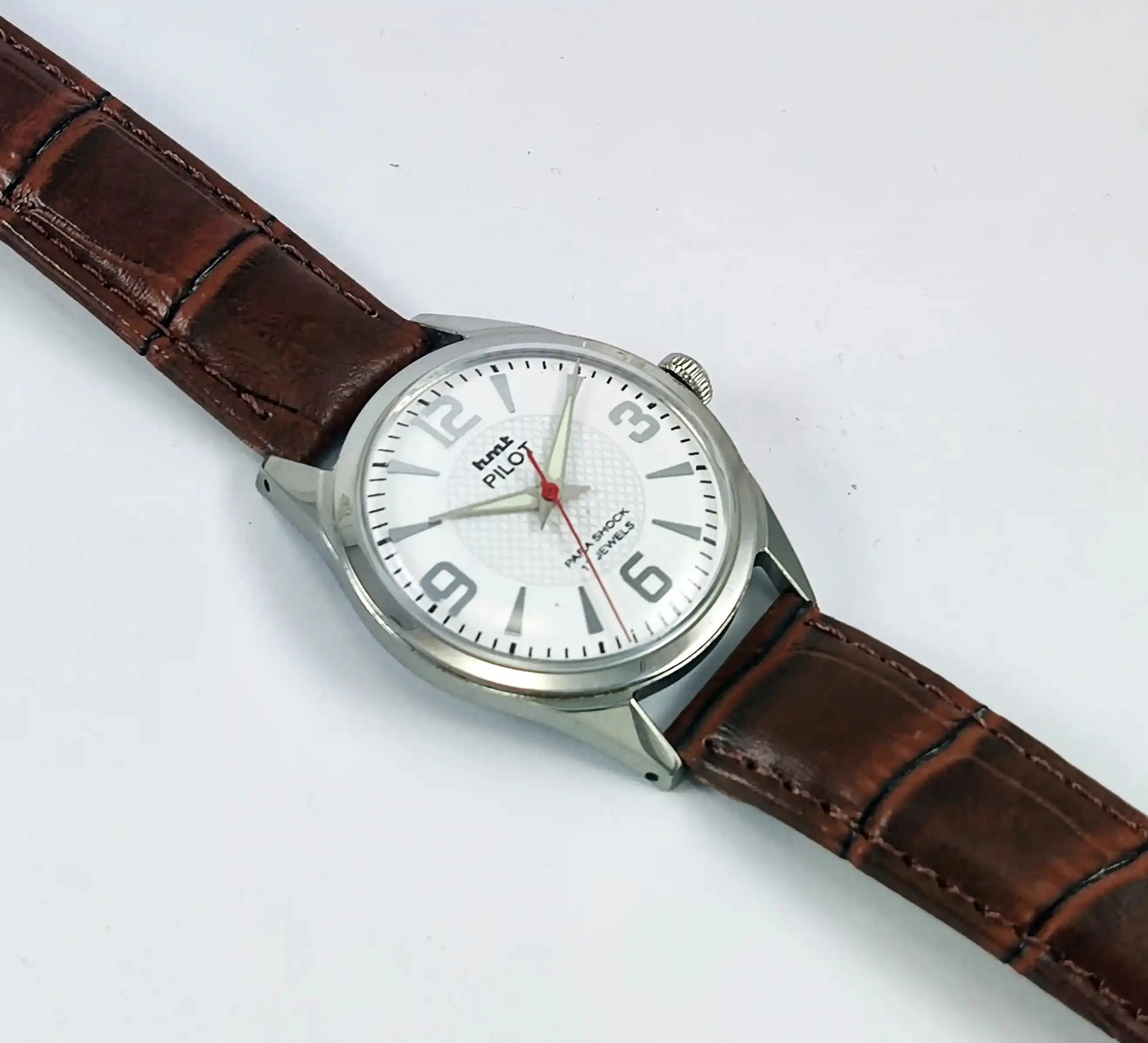 HMT Pilot Para Shock 17 Jewels White Dial Handwinding Discover-Diamonds Physical