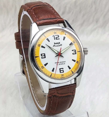HMT Pilot Para Shock 17 Jewels White Dial Handwinding Men's Watch