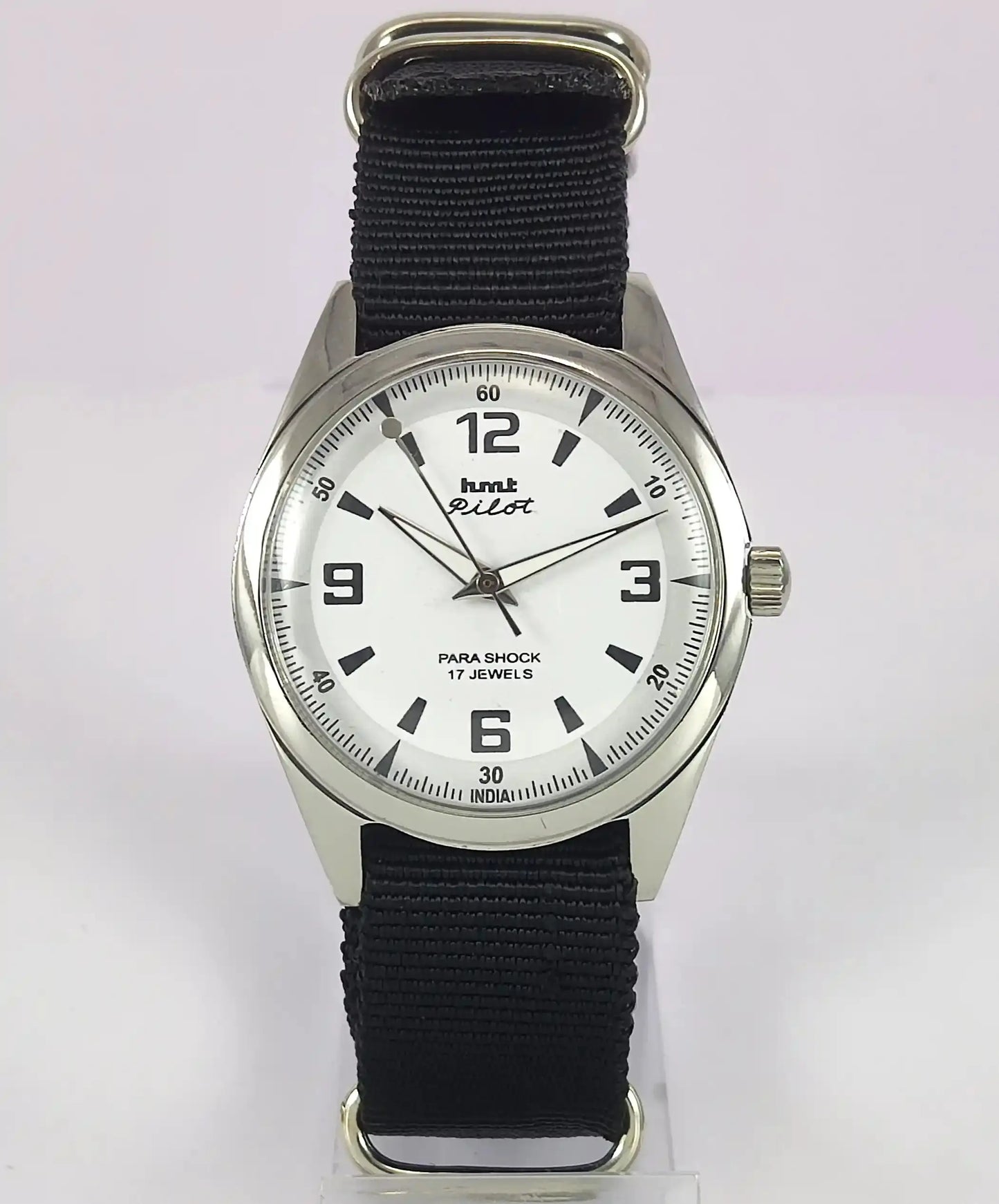 HMT Pilot Para Shock 17 Jewels White Dial Handwinding Watch Discover-Diamonds