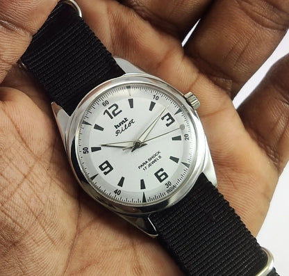 HMT Pilot Para Shock 17 Jewels White Dial Handwinding Watch Discover-Diamonds