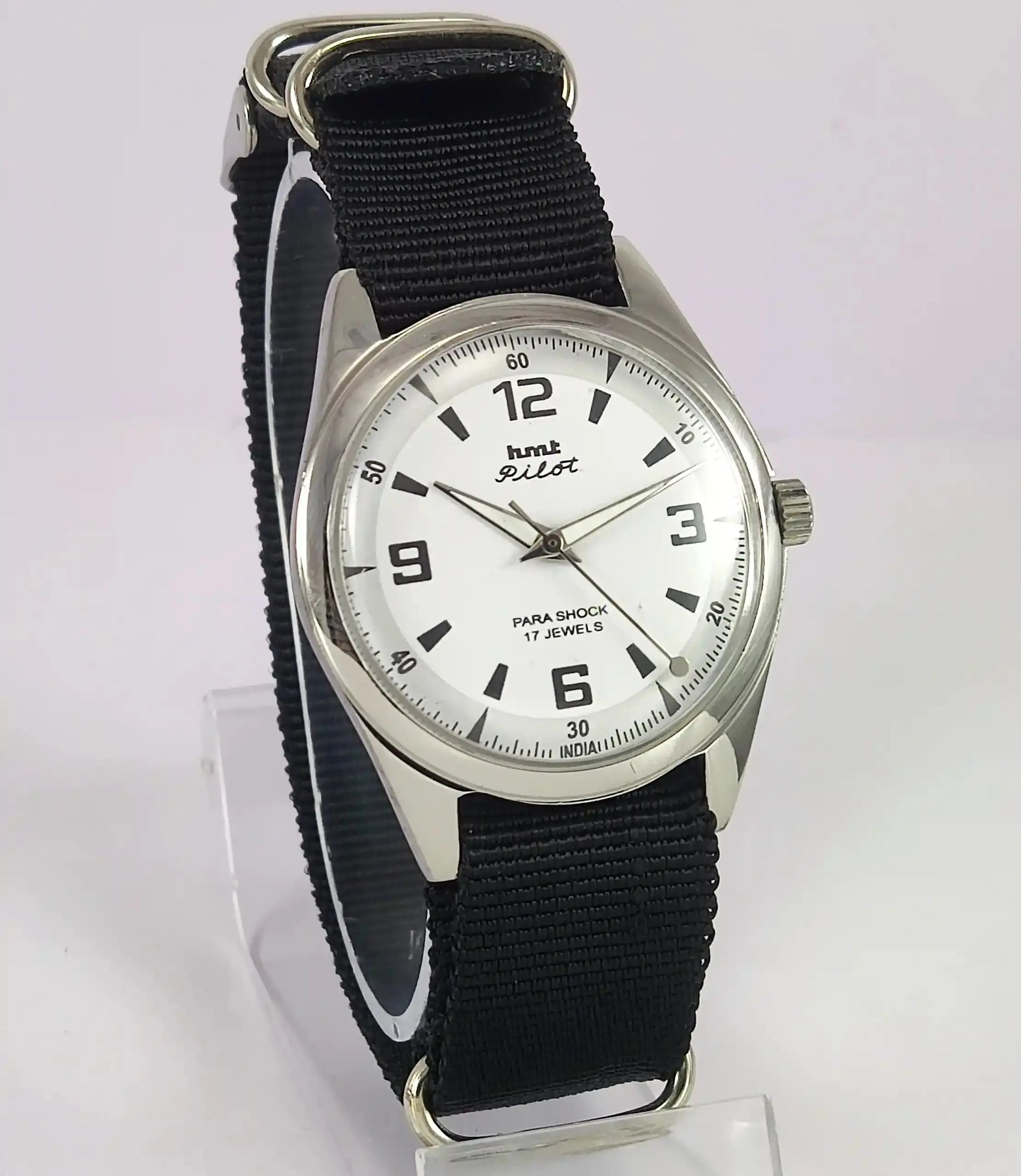 HMT Pilot Para Shock 17 Jewels White Dial Handwinding Watch Discover-Diamonds