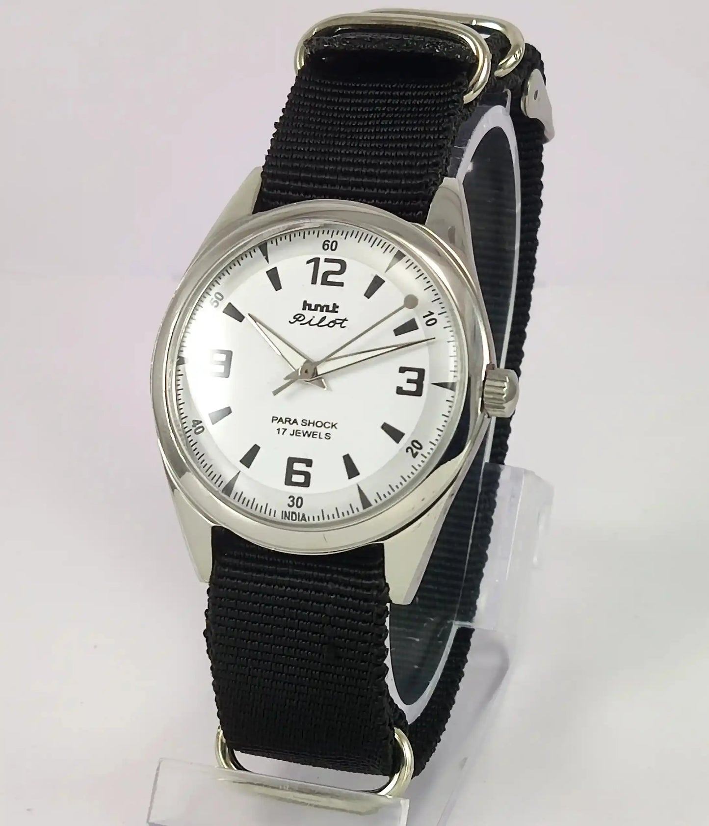 HMT Pilot Para Shock 17 Jewels White Dial Handwinding Watch Discover-Diamonds