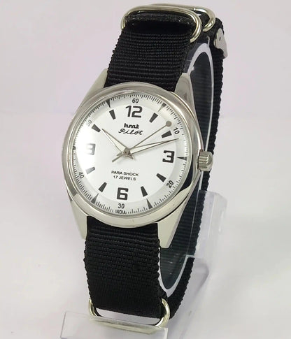 HMT Pilot Para Shock 17 Jewels White Dial Handwinding Watch Discover-Diamonds