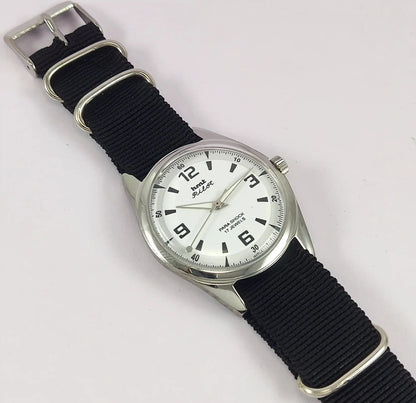 HMT Pilot Para Shock 17 Jewels White Dial Handwinding Watch Discover-Diamonds