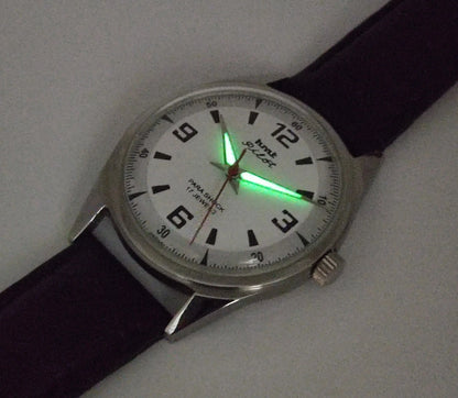 HMT Pilot Para Shock 17 Jewels White Dial Mechanical Hand winding Men's Wrist Watch Discover-Diamonds