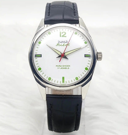 HMT Pilot Para Shock 17 Jewels White Dial Mechanical Handwinding Discover-Diamonds Physical
