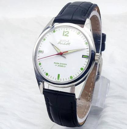 HMT Pilot Para Shock 17 Jewels White Dial Mechanical Handwinding Discover-Diamonds Physical
