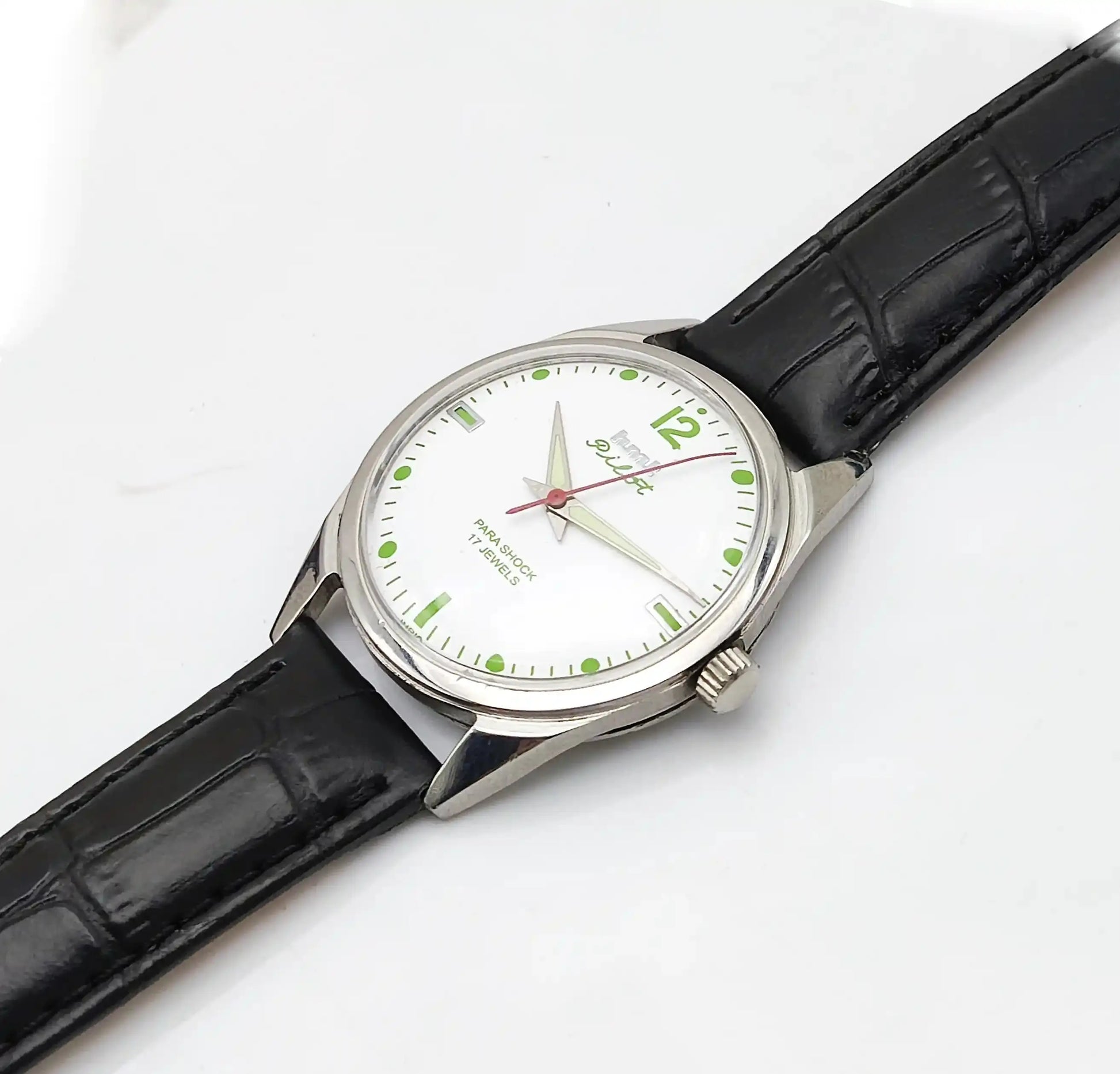 HMT Pilot Para Shock 17 Jewels White Dial Mechanical Handwinding Discover-Diamonds Physical