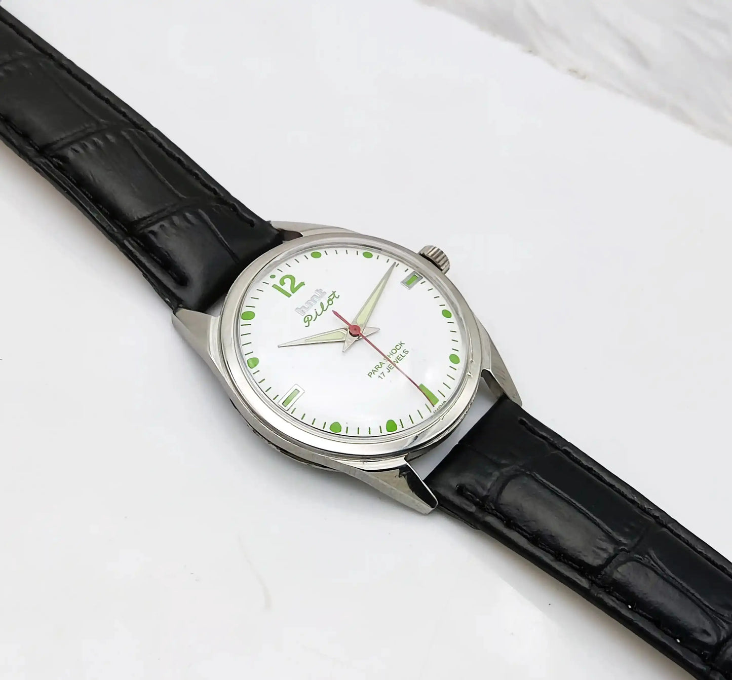 HMT Pilot Para Shock 17 Jewels White Dial Mechanical Handwinding Discover-Diamonds Physical