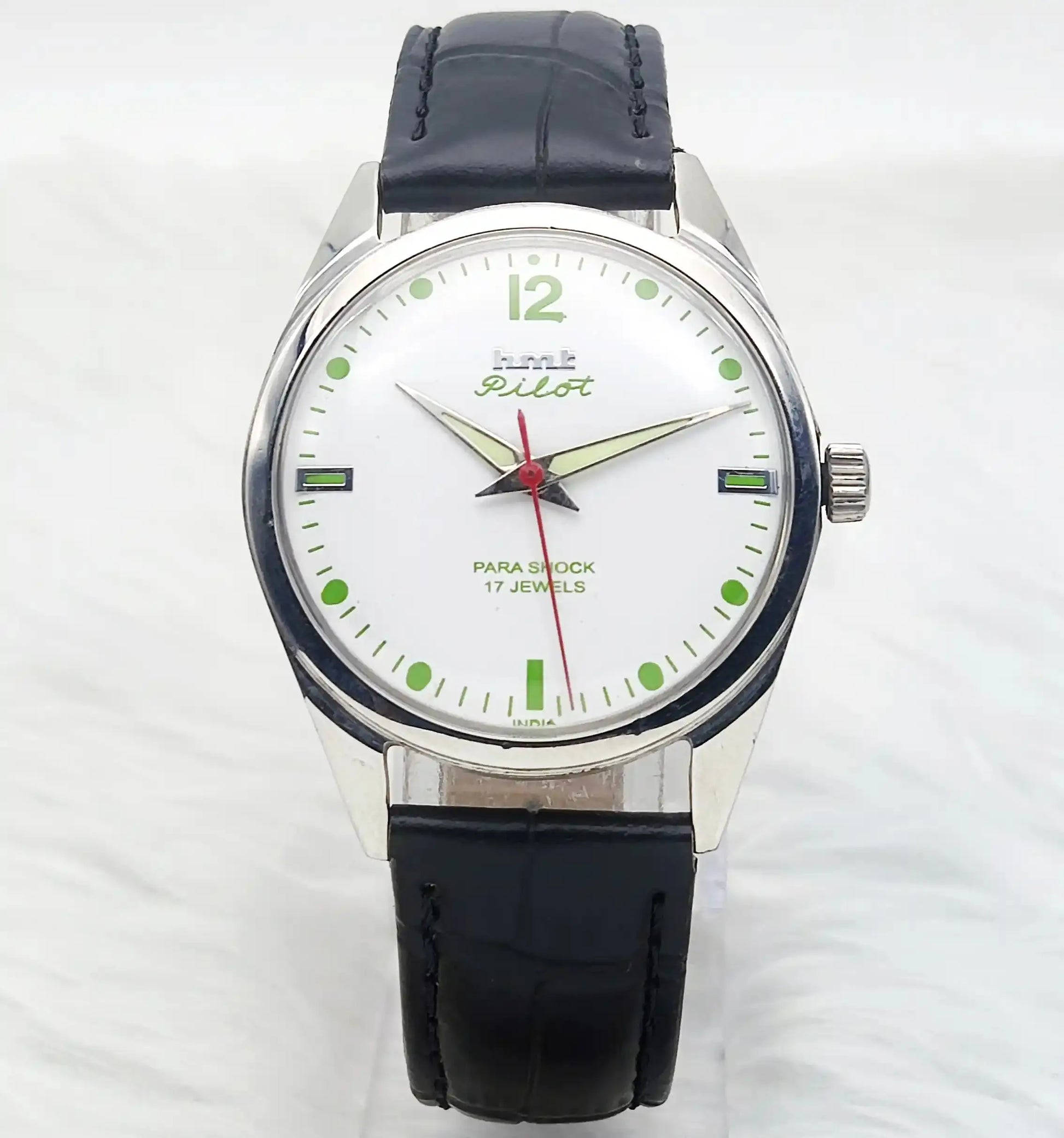 HMT Pilot Para Shock 17 Jewels White Dial Mechanical Handwinding Discover-Diamonds Physical