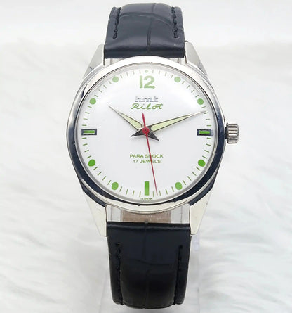 HMT Pilot Para Shock 17 Jewels White Dial Mechanical Handwinding Discover-Diamonds Physical