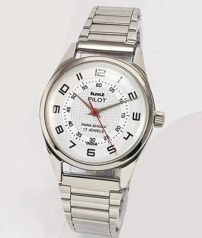 HMT Pilot White Dial 17 Jewels Para Shock Mechanical Handwinding Men's Wrist Watch 0231 Discover-Diamonds