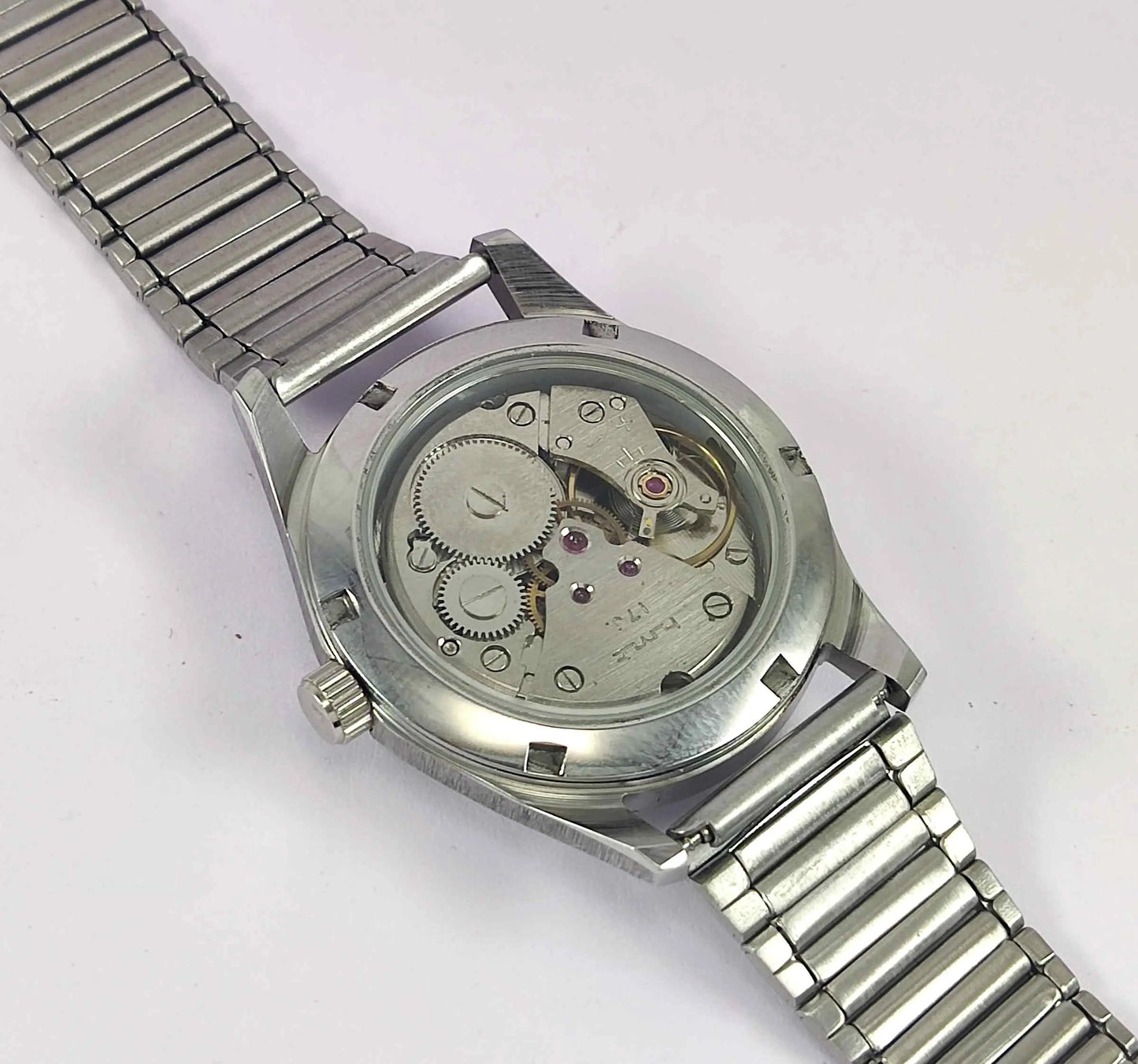 HMT Pilot Para Shock 17 Jewels White Dial Transparent back Mechanical Handwinding Men's Watch 0231 Discover-Diamonds