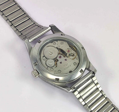 HMT Pilot Para Shock 17 Jewels White Dial Transparent back Mechanical Handwinding Men's Watch 0231 Discover-Diamonds