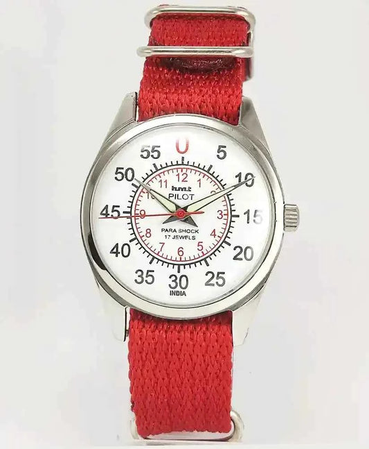 HMT Pilot Para Shock 17 Jewels White English Sub Numerals Dial Handwinding Watch