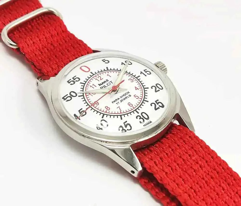 HMT Pilot Para Shock 17 Jewels White English Sub Numerals Dial Handwinding Watch