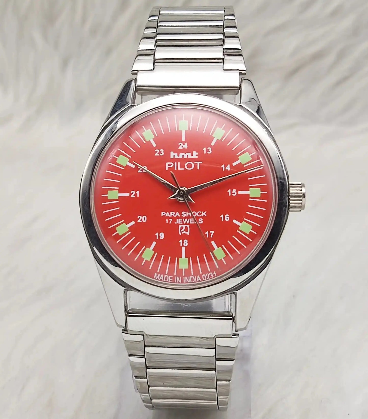 HMT Pilot Red Stick-English Numerals Dial 17 Jewels Watch