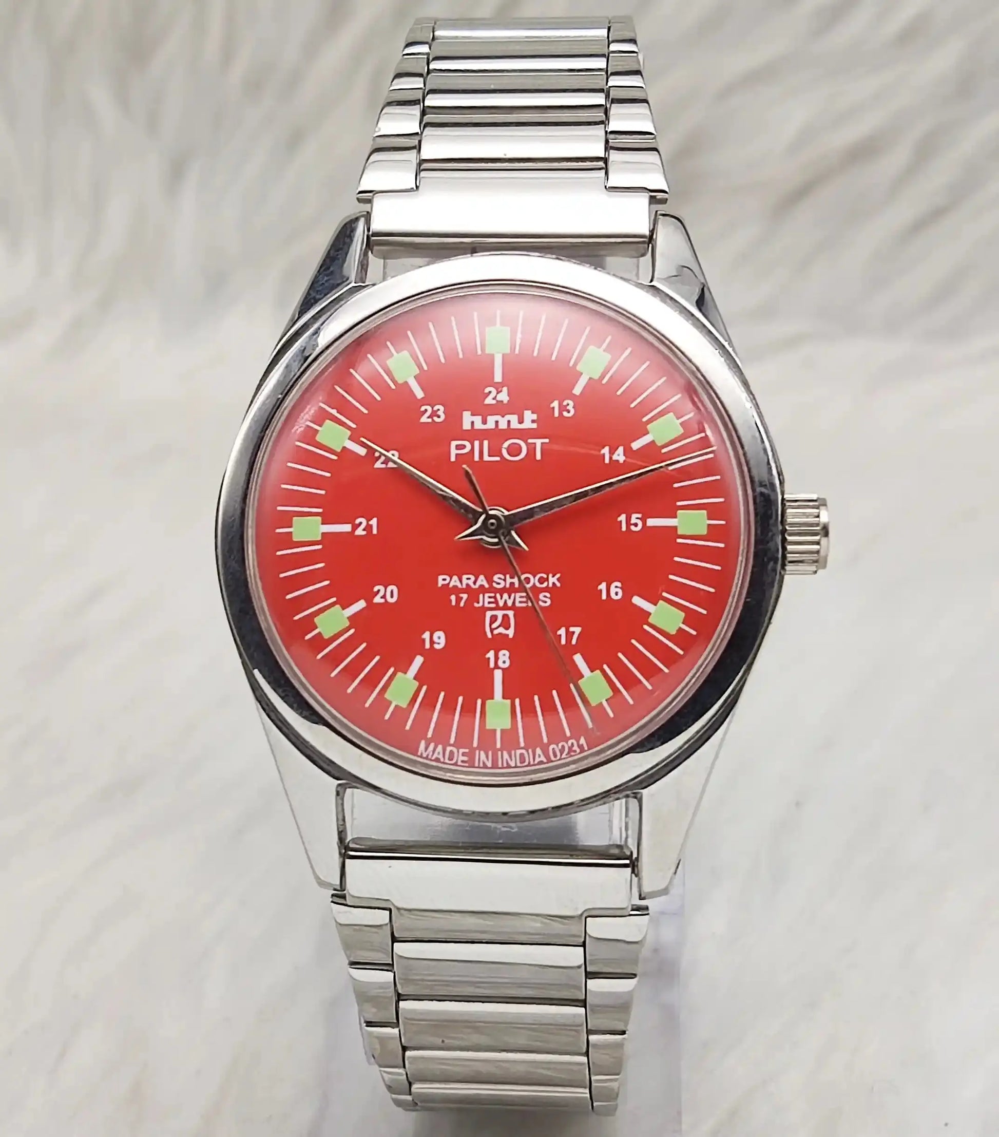 HMT Pilot Red Stick-English Numerals Dial 17 Jewels Watch